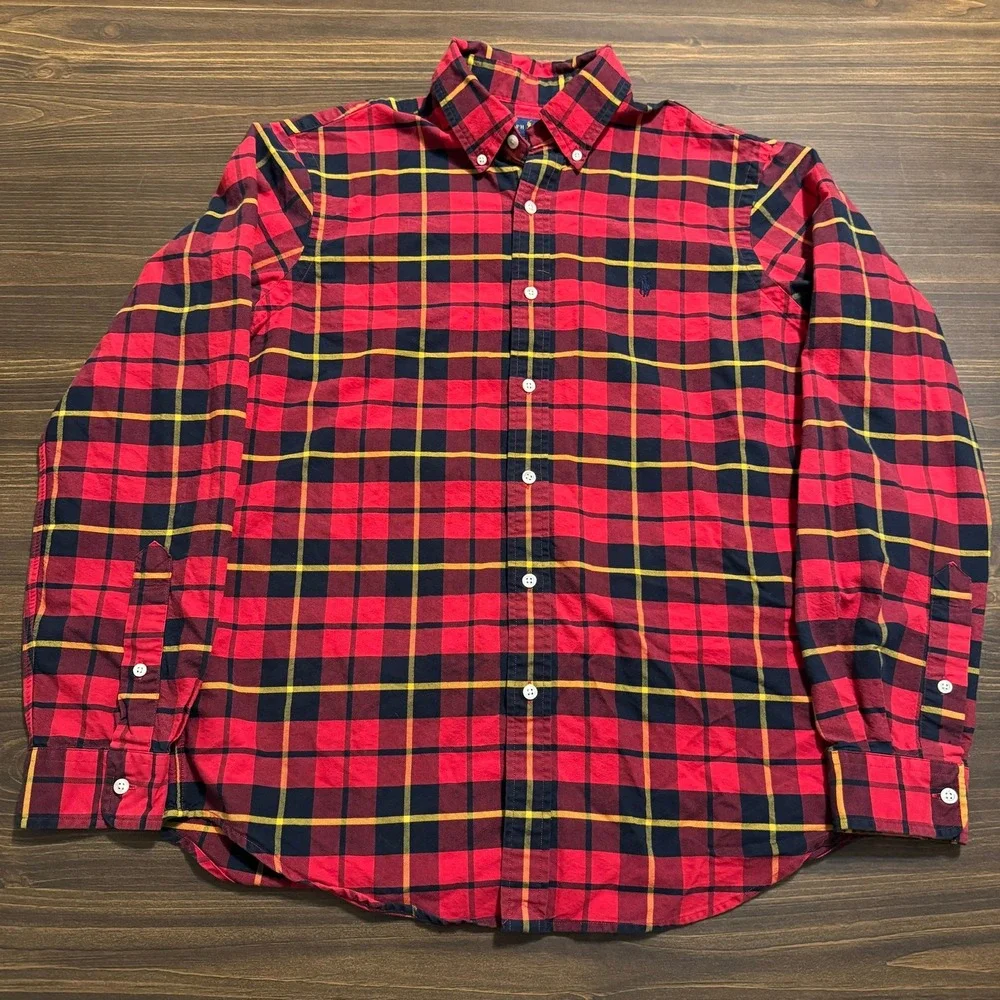 Polo Ralph Lauren Casual Button Down Shirt Mens M Preppy Long Sleeve Flannel Red